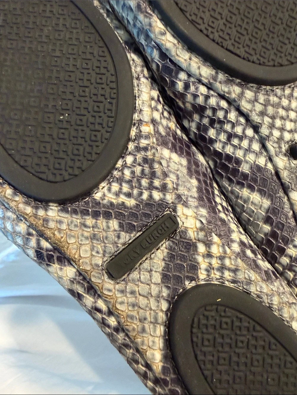 Tory Burch Minnie Black and Gray Snakeskin Flats Size 7.5
